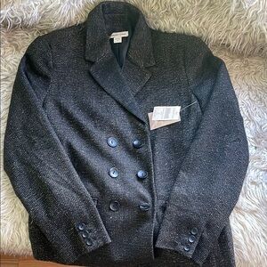 Coldwater Creek Black Pea Coat Timeless Double-Breasted Design
